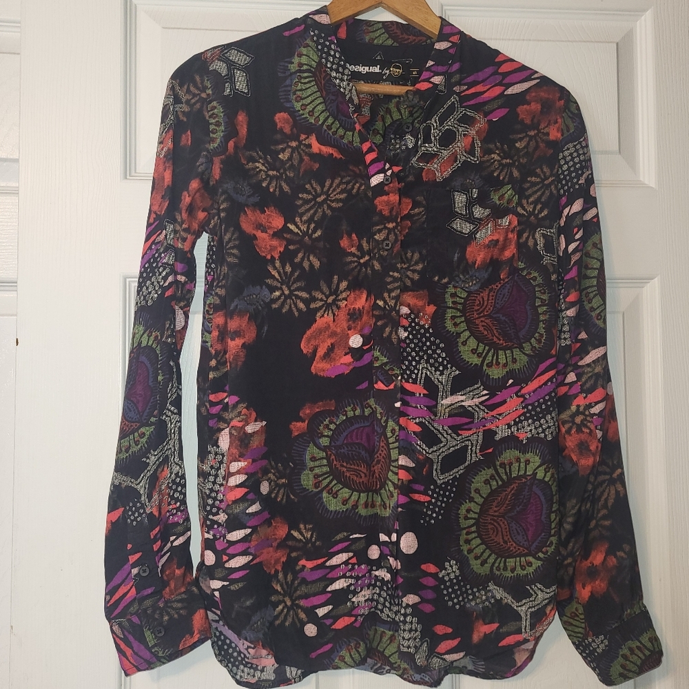 Desigual By Christian LaCroix Tunic Blouse Women's‎ Size Small Bold Colorful